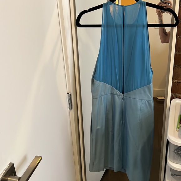 3.1 PHILLIP LIM MAINLINE BUTTER SOFT LEATHER HALTER DRESS IN POWDER BLUE 4 - Picture 3 of 7